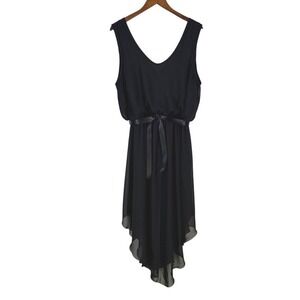 Vintage Womans Sheer Chiffon handkerchief hem Dress M Black Whimsigoth Romantic